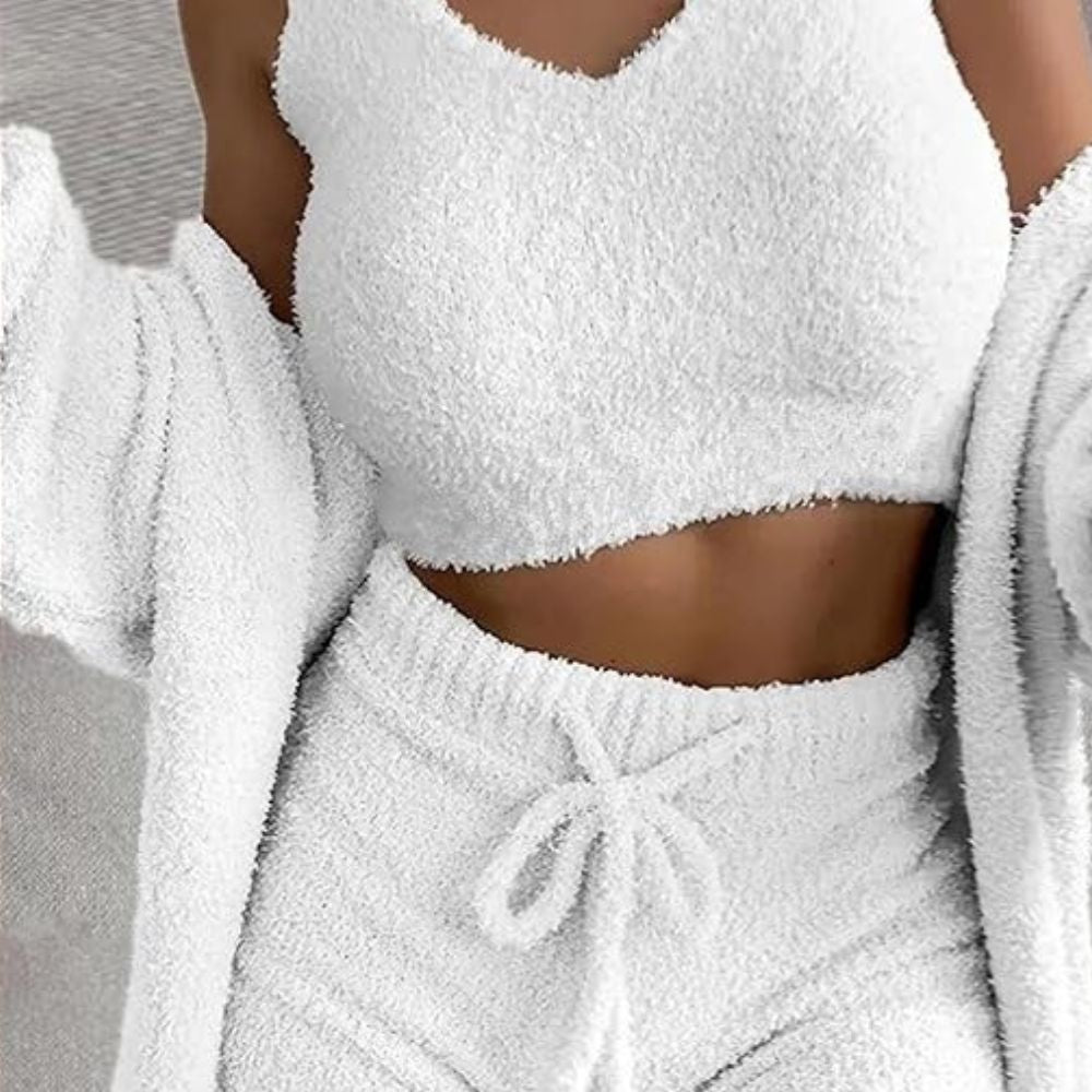 Pyjama Femme Hiver Chaud Blanc