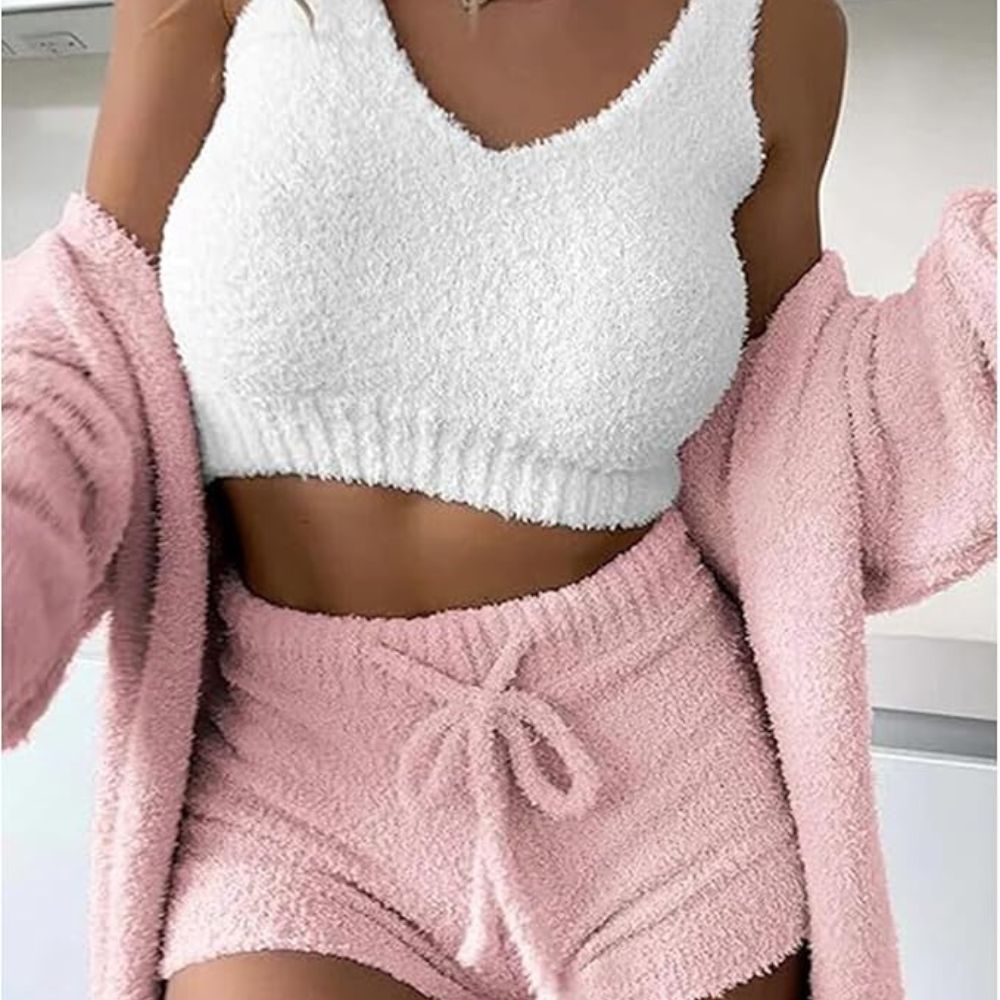 Pyjama Femme Hiver Chaud Rose