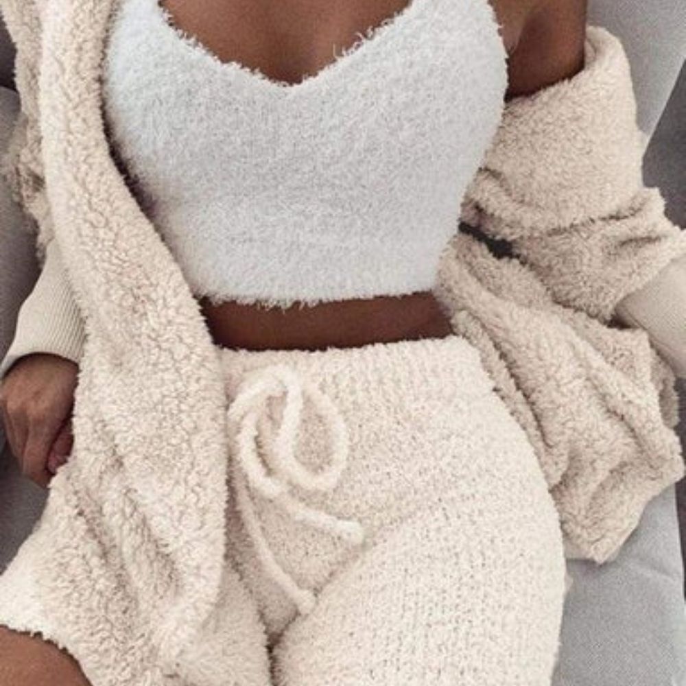 Pyjama Femme Hiver Chaud Beige