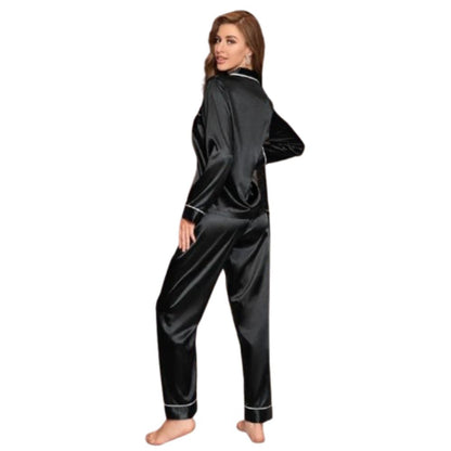 Pyjama Satin Noir Femme