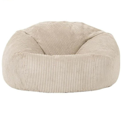 Pouf en Velour Cotelé Beige